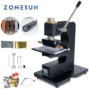 ZONESUN Manual Leather Wood Wallet Hot Foil Stamping Machine Heat Press Machine Presses Tool with Infrared Locator WT-90XTS