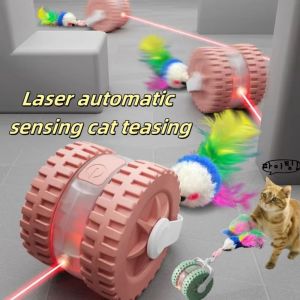 STARRY Electronic Infrared  Teaser With Mouse Tail Silent Rolling Intelligent  Bouncing Ball Anti-fall Automatic Moving Interactive Cat Teaser Ball Indoor Cat