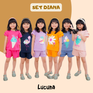 Setelan Anak Cewek Diana Lucuna Mix Warna Size 1-5 Tahun