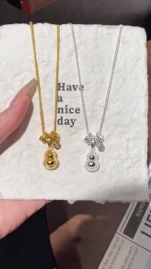 สร้อยคอวงกลมน้ำเต้าขนาดใหญ่และเล็กสำหรับผู้หญิง ดีไซน์หรูหราเบาๆ สร้อยคอจี้สำหรับผู้หญิง