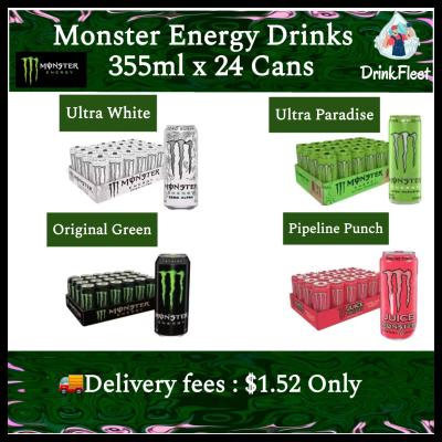 Monster Energy Drink | 355ml x 24 cans |  Ultra, Ultra Paradise, Original, Pipel