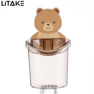 Bear Storage Cup Wall Mount Toothbrush Toothpaste Cup Holder Case Bathroom Accessories