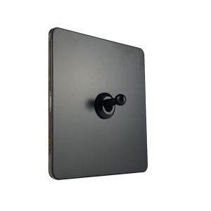LIWBET 1 Gang 2 Way Light Switch And Black Color Stainless Steel Panel Wall Switch With Round Toggle switch