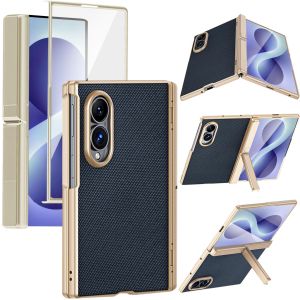 for Samsung Z Fold 8 Case: Leather Back Case Invisible Stand Full Hinge Protection Anti-Slip Shockproof Phone Cover for Galaxy Z Fold 8 Ultra CaseZ Fold 7 Case