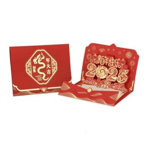 Year of the Snake 2025 3D Popup Spring Festival with Envelope Chinese New Year Blessing for Family and Friend