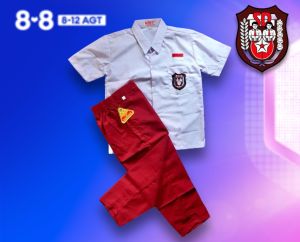 (COD) Seragam Sekolah Merah Putih SD Anak Laki Laki Baju Putih Lengan Pendek Celana Merah Panjang