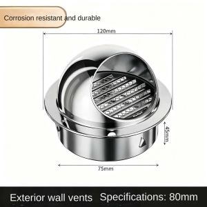 304 stainless steel hood exterior wall air outlet range hood smoke exhaust pipe windproof cover bathroom exhaust breathable cover rainproof cap