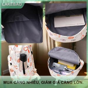 【LAKEBAO】 Dễ thương phim hoạt hình in gấu công suất lớn Ba lô bé trai cô gái phim hoạt hình in tim Kawaii vải schoolbag