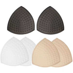 3 Pairs (6 Pieces) Bra Insert Pads Breathable Triangle Shaped Sewn Pads with Massage Dot