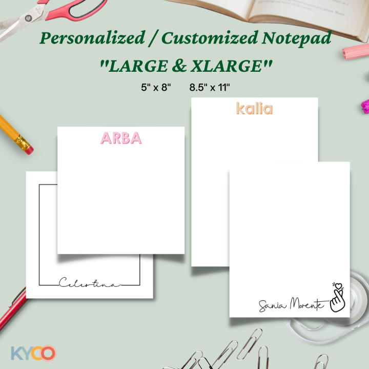 KYCO CUSTOMIZED / PERSONALIZED NOTEPAD MEMOPAD (LARGE & XLARGE) | Lazada PH