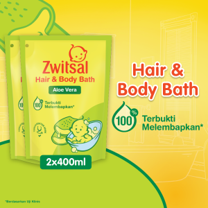 Zwitsal Baby Bath Hair and Body Aloe Vera 400ml Twinpack
