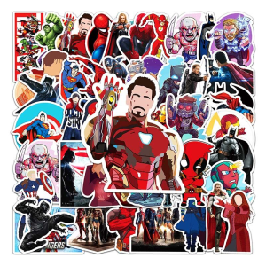 50PCS Marvel Avengers Iron Man Stickers DIY Guitar Laptop Luggage Skateboard Decals Kid Toy
