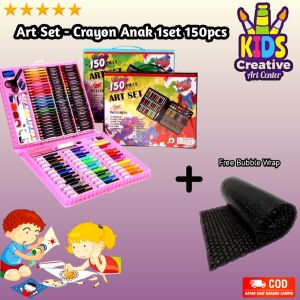 Crayon Anak Set 150 pcs Set Spidol Alat Menggambar Mewarnai Pensil Krayon Set Art Colouring Free Bubble Wrap / P N