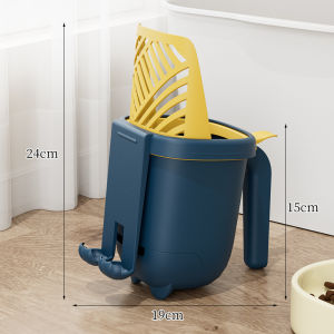 ASRV Large Capacity Integrated Cat Litter Scoop and Trash Can Combination Two-in-One Cat Cleaning Tool Easy Storage of Cat Feces