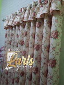 Gorden Korden Motip Bunga Minimallis Poni Rumbai Jendela 2Kaca Blackout Mewah Tebal Pintu Panjang