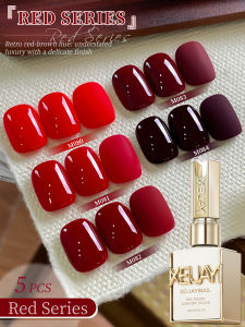 XEIJAYI 5pc 15ml Red Polish Set 2026 Summer-Inspired Colors Ideal for Nail Art Salons
