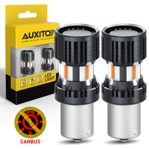 AUXITO 2Pcs No Hyper Flash Upgraded T20 7440 Wy21W 1156 P21W Ba15S Led Turn Signal Lights No Error 1800Lm Amber Yellow 12V