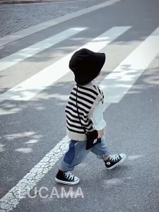 MNGRL Áo Gile Len Sọc Thoải Mái Thời Trang Hàn Quốc Mùa Thu Cho Bé Trai Bé Gái