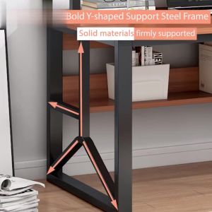Computer Table with Book Shelf Solid Wood Study Writing Table Home Office Desk Minimalist Laptop Desk