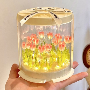 Hlinkey sáng tạo tự làm hoa tulip bánh đèn lắp ráp Kit lãng mạn phòng ngủ Bàn Cạnh Giường ngủ ánh sáng dễ thương trang trí lễ hội hiện tại cho cô ấy vật liệu nhựa cho học sinh