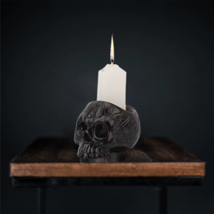 Black Skull Holder Resin Skeleton Candlestick Ornaments for Dinner Party Halloween Christmas Bar Decoration