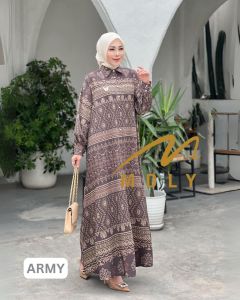 MDLY Baju gamis wanita muslim/Gamis Motif Etnik Modern Printing/Nafeqa Dress by MDLY