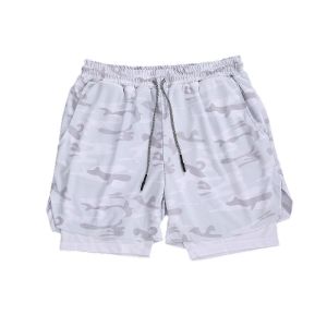 Happybuynerผู้ชายฤดูร้อนกางเกงขาสั้นชายหาดลำลองโรงยิมออกกำลังกายกีฬาด้านบนการฝึกอบรมเข่าชุดว่ายน้ำแห้งเร็ว2 In1Shortกางเกงสำหรับวิ่งกลางแจ้ง