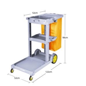 Janitorial Cart Cleaning Trolley Hotel Service Cart Universal Wheel Multi-function Cleaning Trolley Linen Cart Heavy Duty Property Waterproof Oxford bag Trolley Push cart Cleaning Tool Cart Tool Service Cart