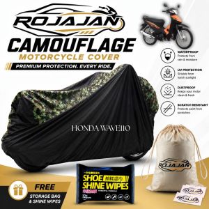 Honda Wave 110 Camouflage Motor Cover Waterproof Garterized Rojajan Motorcycle Cover with Bag & Wipes