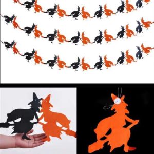 PLLEWY Honeycomb Paper Halloween Hanging Garland 3 Meter Pull Flower Halloween Party Banner Decorative Hanging Type Paper Chain Garland Halloween Party