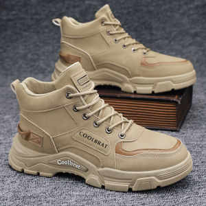New Mens Hiking Boots Casual Versatile Thick-soled Retro Trendy Outdoor Non-slip British Style Boots