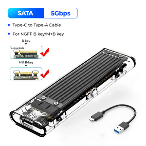 ORICO M2 SSD Case NVME SSD Enclosure M.2 to USB Type C Transparent Hard Drive Enclosure for NVME PCIE NGFF SATA M/B Key SSD Disk