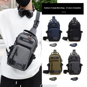 JIVIVIL กระเป๋าหน้าอกผู้ชายฟังก์ชั่นครบขนาดใหญ่สำหรับการเดินทางและใส่เป็นสะพายไหล่