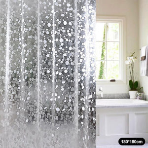 【COD】Premium Crystal Diamond Clear Shower Curtain illusion 180cm x180cm adtory design ready stock malaysia free 12hook