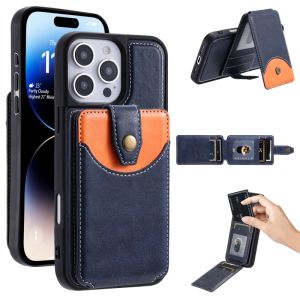 2 In 1 Magnetic Leather Wallet Phone Case for iPhone 16E 16 Pro Max 15 Plus 14 13 12 11 X XR 8 7 SE 2022 Buckle Cards Cover Etui