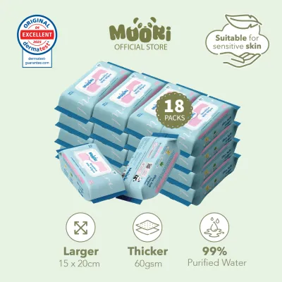 [Carton Size] Moori Sensitive Wet Wipes (80sx18) 99% Water No Alcohol Sensitive Skin
