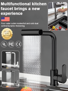 Stainless Steel Spring Faucet Kitchen Sink Washing Basin Universal Rotating Telescopic Pull Hot And Cold Water Faucet