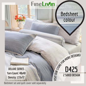 Finelivin Deluxe QUEEN/KING Pure Cotton Fitted Bedsheet Set[D-1]