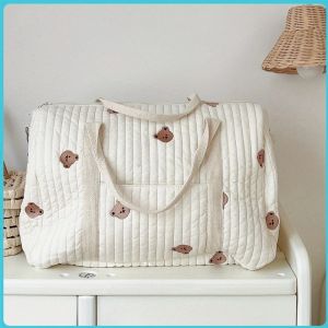 SWIFTTIDE Cotton Shoulder Bag Large Capacity Korean Embroider Baby Diaper Bag  Stroller Bag Mummy Bag