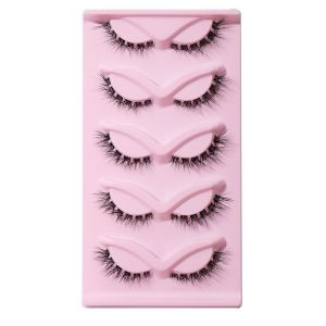 PHANT 5 Pair Full Strip L Curl False Eyelashes Eye Tail Lengthening 3D Cat Eye Fake Lashes Reusable Oblique Faux Mink Lashes Eyelashes Extension
