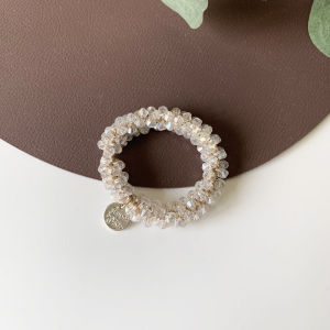 [SG | Firm & Anti Slip] Woman Elegant Faux Pearl Crystals Hair Ties Beads Girls Scrunchies Rubber Bands Ponytail Holders Hair Accessories Elastic Hair Band