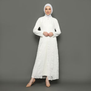 FAME - Gamis Wanita Kerah Tinggi Broken White - 9911166