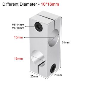 NOBLELYN 1Pcs Vertical Fixed Diameter Pillar Fixing Clamp Optical Axis Aluminum Alloy Fastening Cross Clip Same/Different Diameter Steel Pipe Fixing Bracket