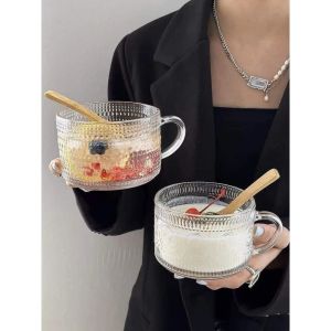 Sét 2 cốc thuỷ tinh hoạ tiết in nổi siêu xinh Cốc Thủy Tinh Họa Tiết Có Quai Cầm Ly Thủy Tinh