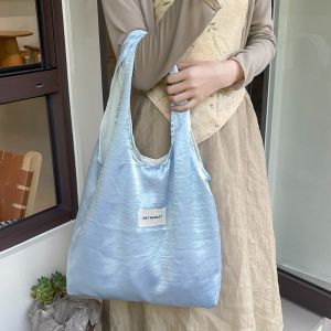 INK6755 Large Capacity Satin Silk Tote Bag Luxury Elegant Underarm Shopping Bag Fashion Design Lightweight Simple Shoulder Bag Outdoor