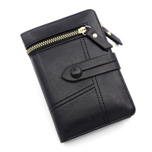 Elegant Women Leather Wallets with Zipper - Casual Style Multi-Pocket Design