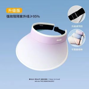Gradient color empty top sun hat for women summer sun protection UV protection large brim sun hat for face protection cycling sun hat.