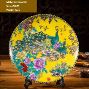 26CM Đĩa gốm nhà phòng khách hàng thủ công bằng gốm Trung quốc trang trí tủ TV đồ trang trí sáng tạo