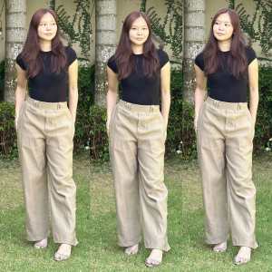 GATclothing - REGULAR TWIN LOOPS HIGH WAIST WIDE-LEG PANTS FOR WOMEN - STRETCHABLE WOVEN - FREESIZE - ELEGANT CASUAL TROUSER