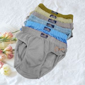 Lusin 12 pcs Brief Boxer Pria Warna Solid Nyaman Bahan Kain Nyaman Gaya Terbaru